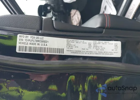 2021 Jeep Grand Cherokee Trailhawk 4X4 из США, поврежденный, VIN 1C4RJFLT8MC589221